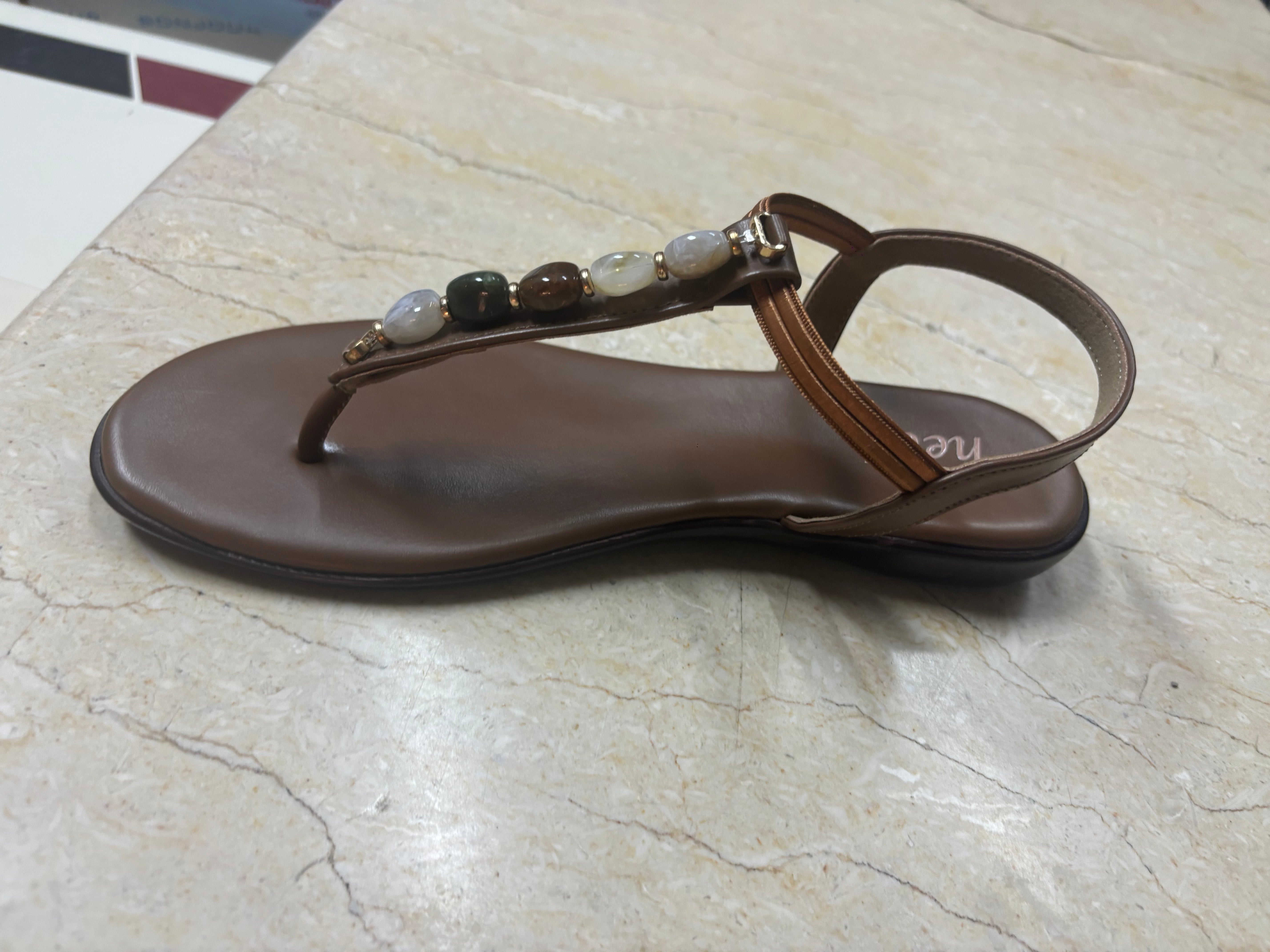 Panthera Embellished Back Elastic Flat Sandals - The Heels India