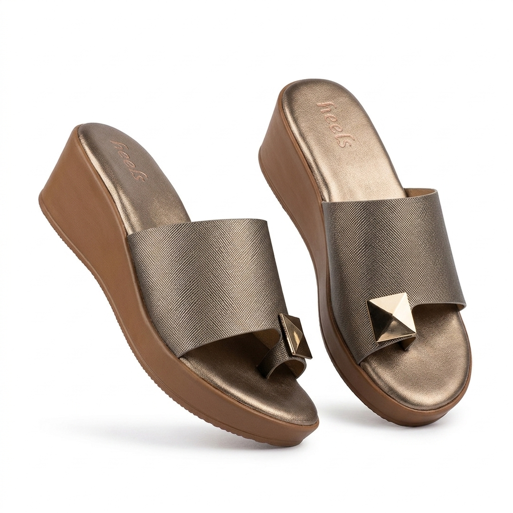 Chloe Buckled Thumb Wedge Peep Toe Heels