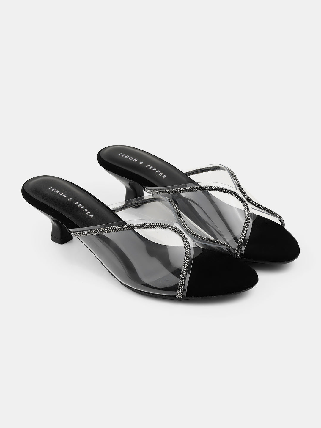 Felipe Transparent Kitten Heel Mules