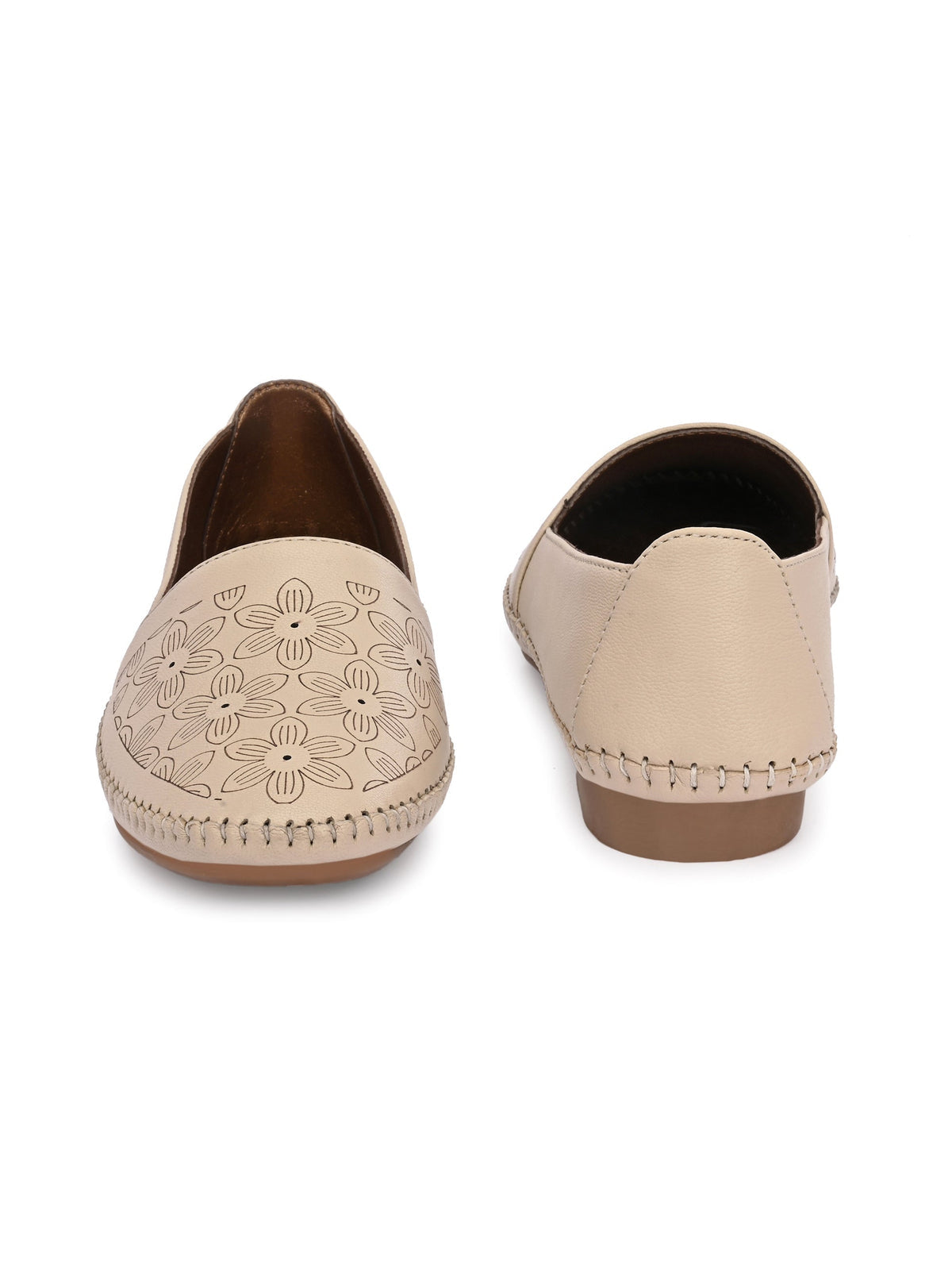 Venezia Engraved Cushioned Leather Ballerinas