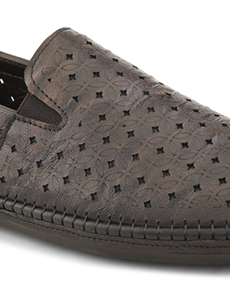 Romano Brown Leather Ethnic Slip ons