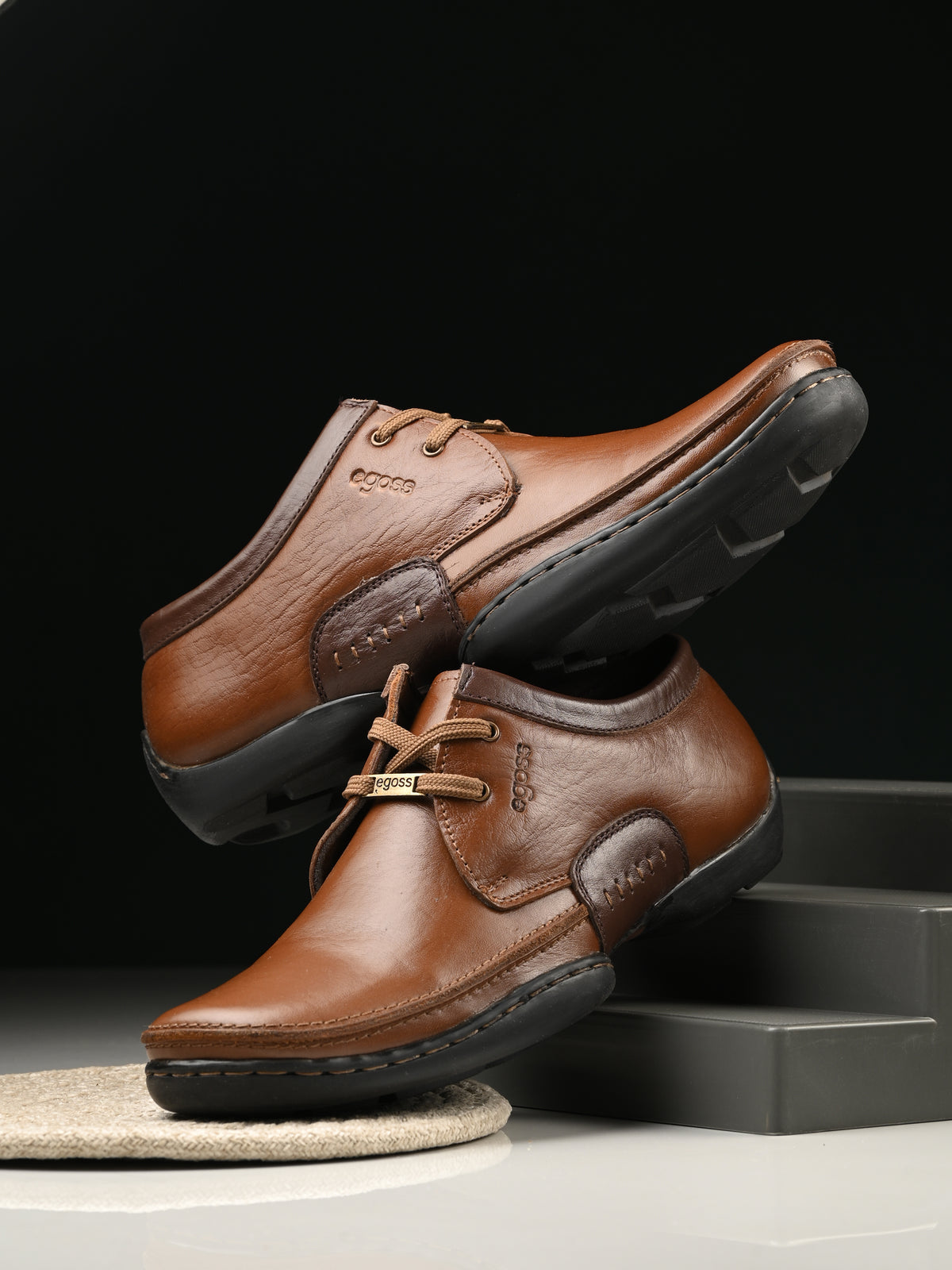 Isakov Leather Casual Stitched Derby Shoes