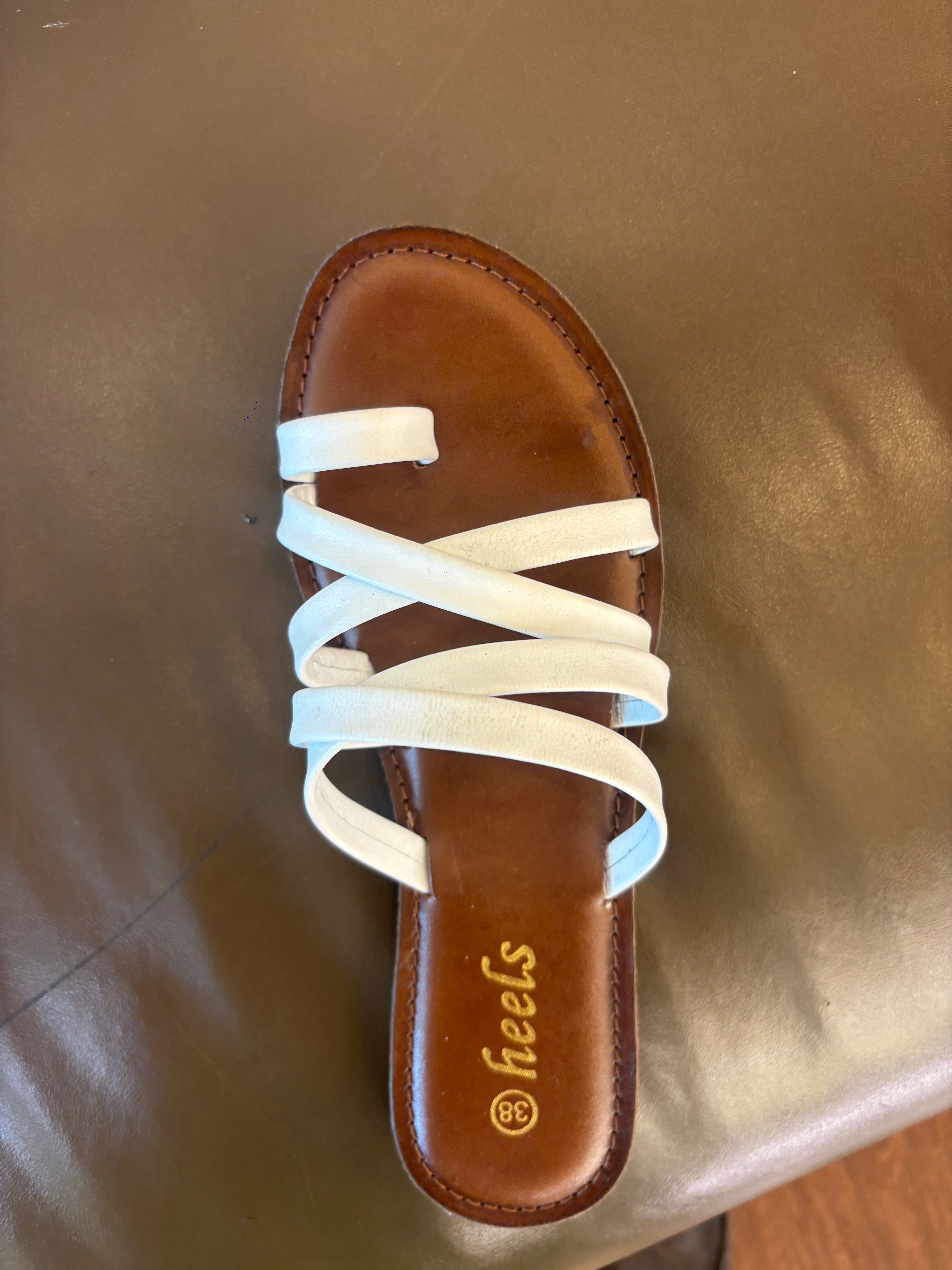 Delilah Leather Thumb Strap Flat Sliders - The Heels India
