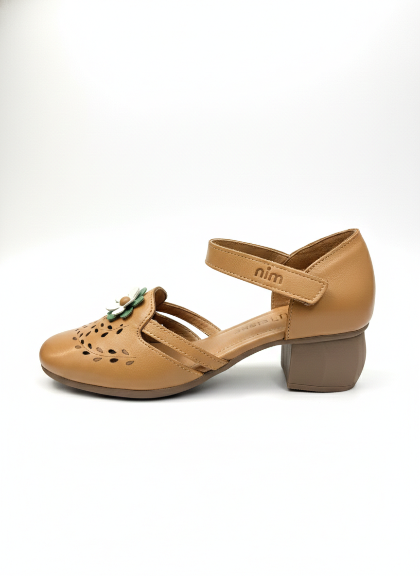 Melrose Premium Leather Perforated Ankle Strap Summer Sandals - The Heels India