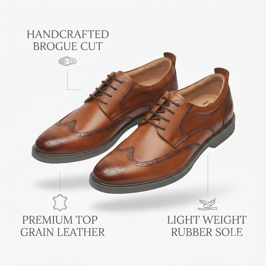 Massimo Premium Leather Lite Formal Lace Up Brogues