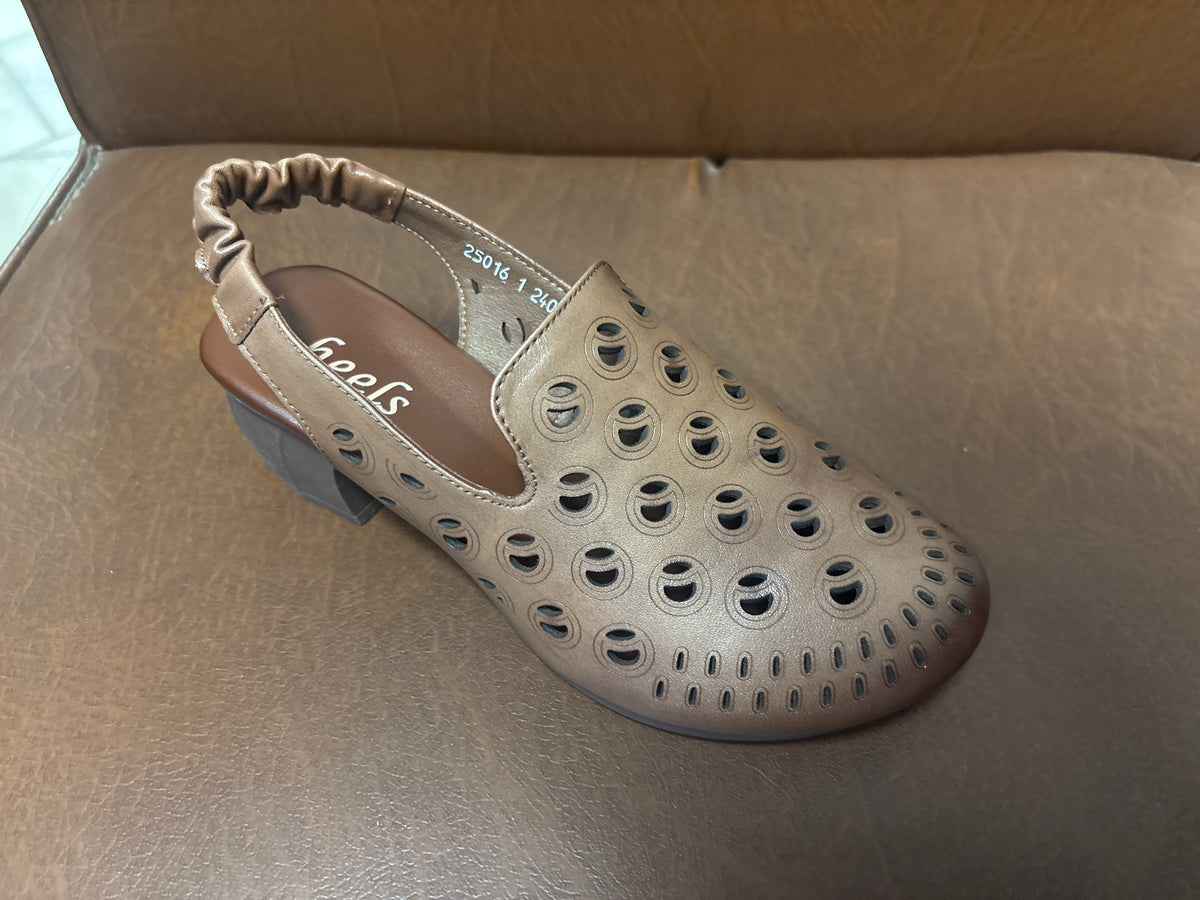 Sakina Premium Leather Perforated Slingback Summer Sandals - The Heels India