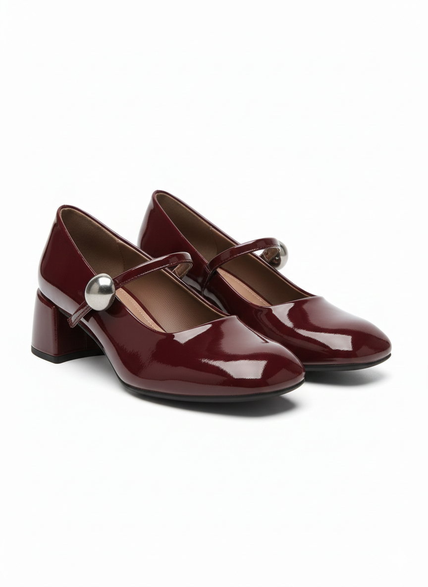 Emma Premium Patent Leather Mary Jane Block Heels