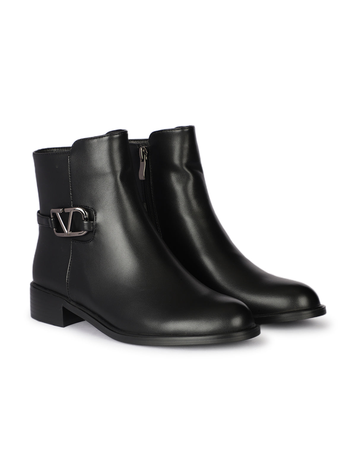 Amalfi Noir Premium Winter Ankle Low Heel Boots