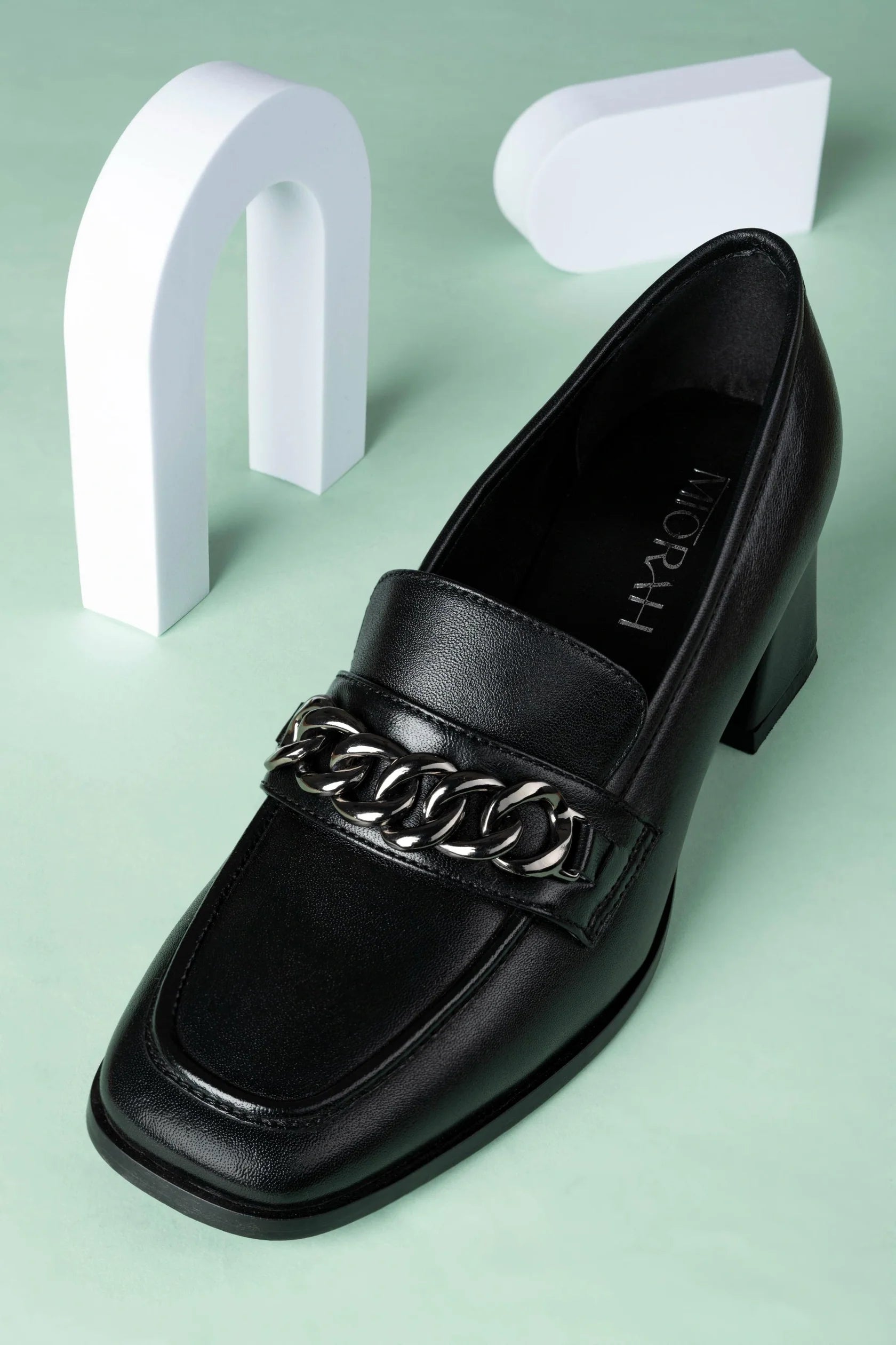 CHIC Premium Leather Block Heel Loafers