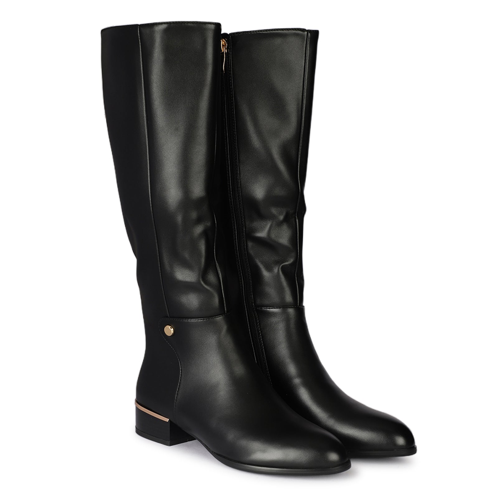 Crimson Premium Knee High Boots with Low Heels