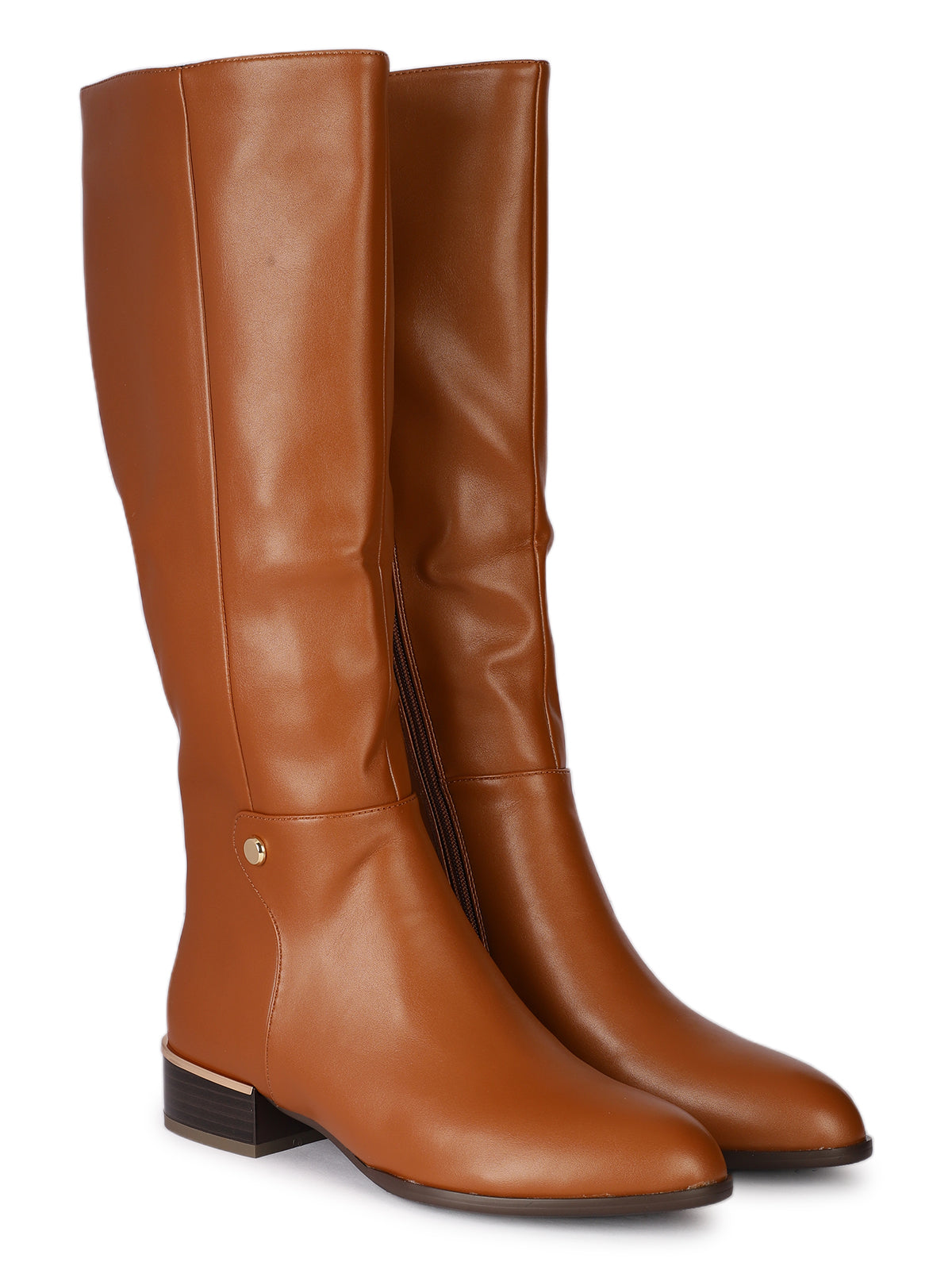 Crimson Premium Knee High Boots with Low Heels