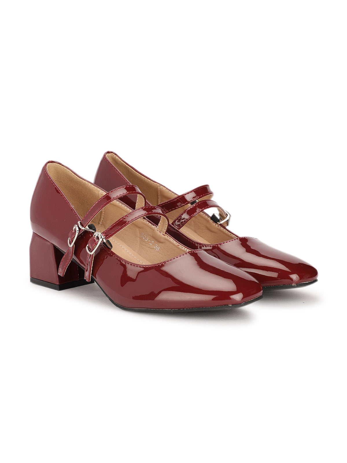 Beryl Patent Block Heel Strap Shoe