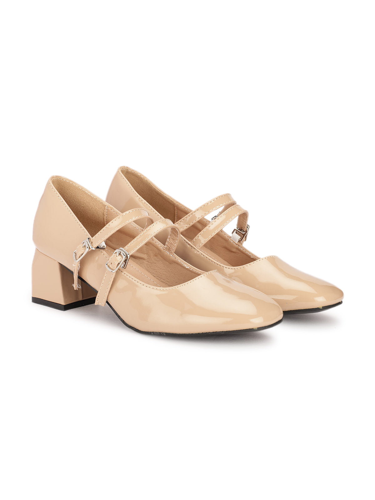 Beryl Patent Block Heel Strap Shoe