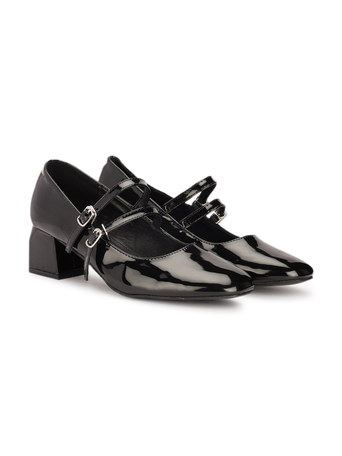 Beryl Patent Block Heel Strap Shoe