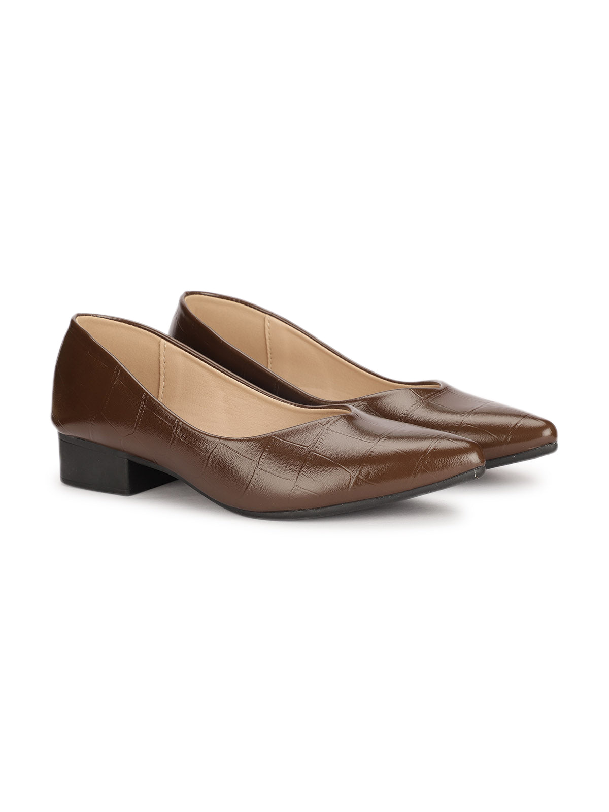 Larisa Croco Pointed Ballerinas