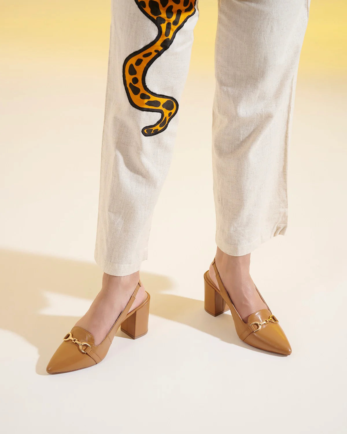 ELENA Premium Leather Slingback Block Heels