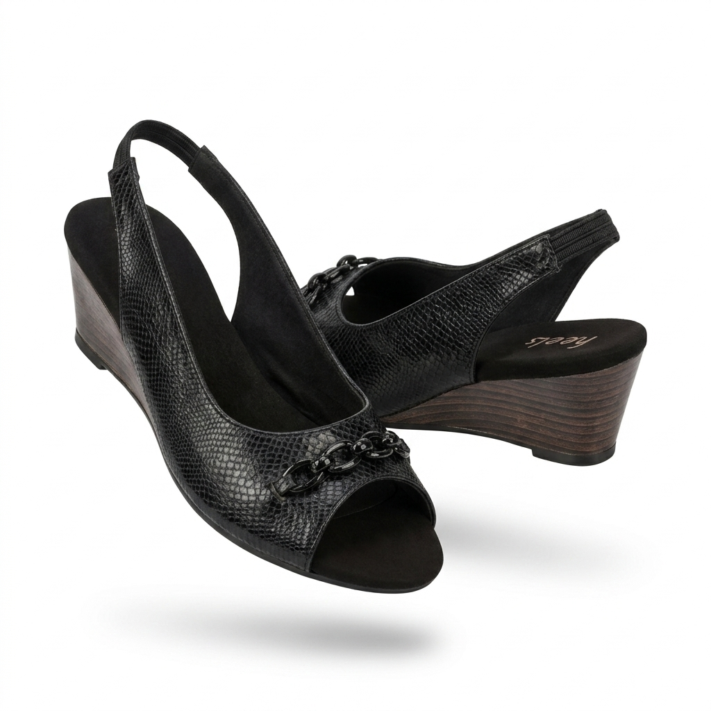 Serena Wedge Back Elastic Peep Toe Sandal