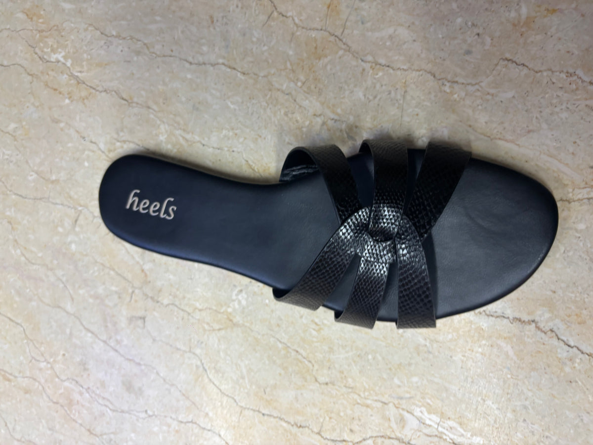 Delphine Cushioned Flat Sliders in Black - The Heels India