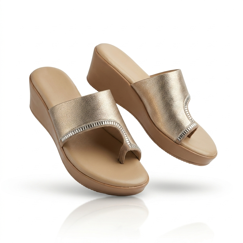 Becky Metallic Comfort Thumb Wedge Heels