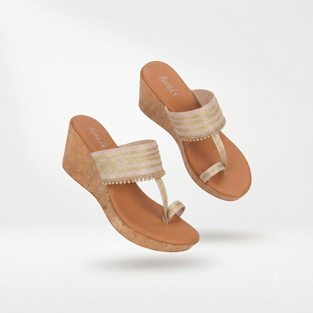 Zeeba Wedge Heel Kohlapuris