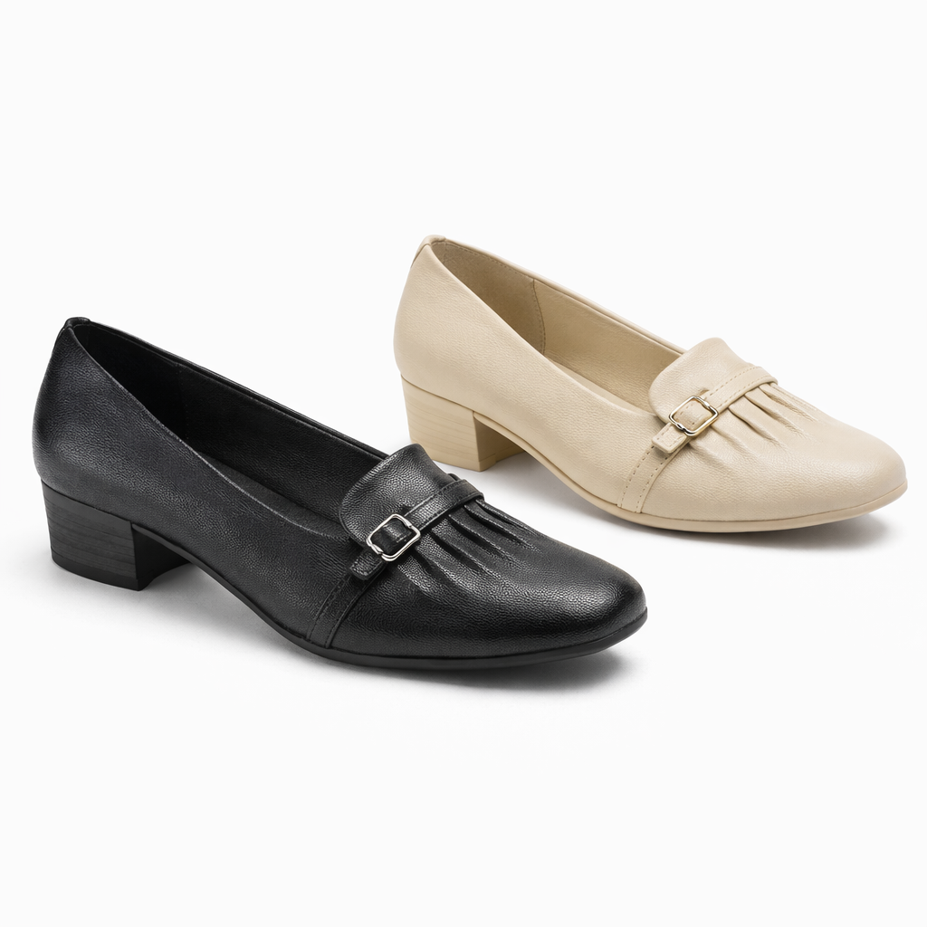 Lisbon Premium Leather Quilted Mid Heel Ballerinas - The Heels India