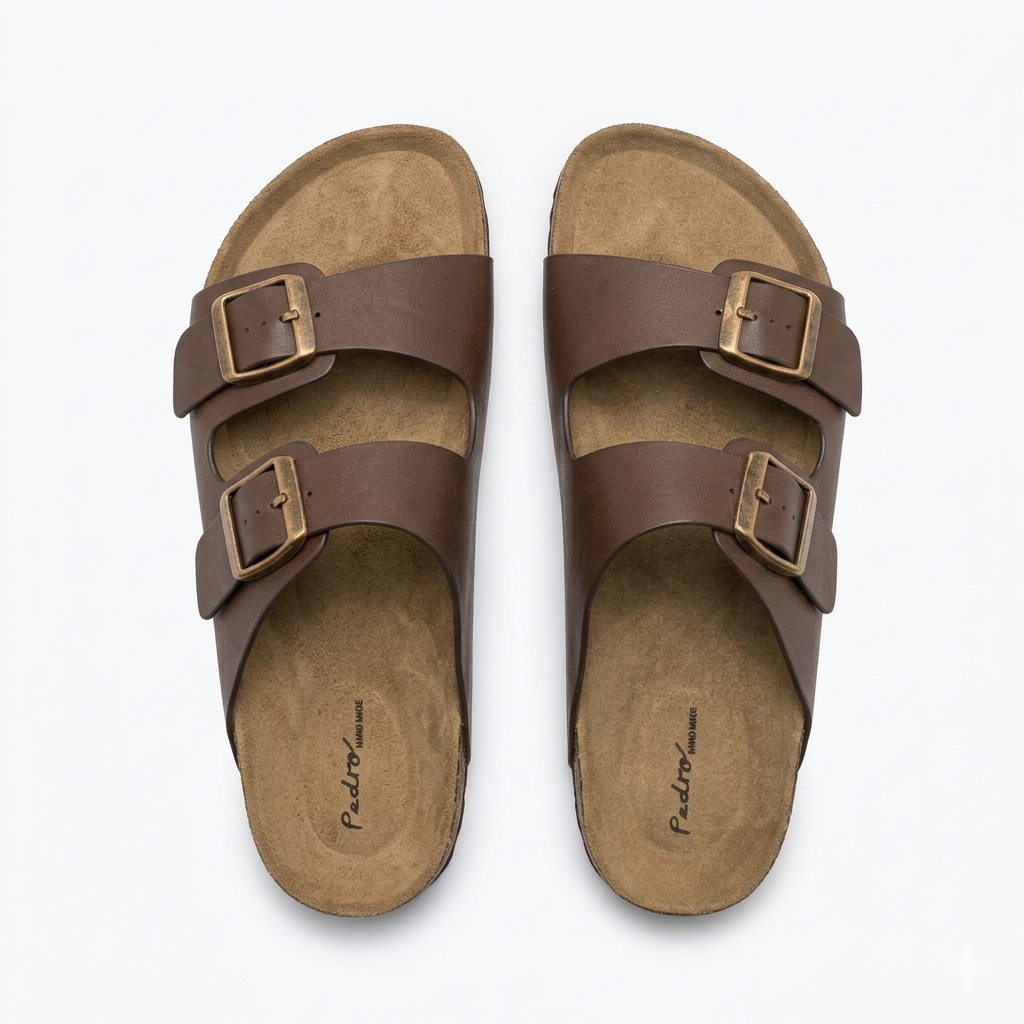 Moda Coffee Brown Cork Slider - Natural Cork Footbed Detail