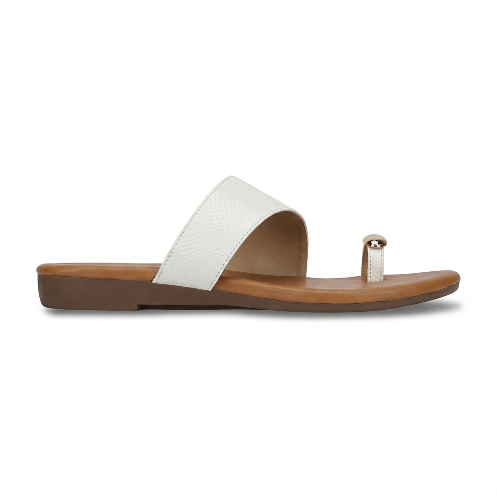 Nova 3.0 Buckled Cushioned Thumb Sliders in White - The Heels India