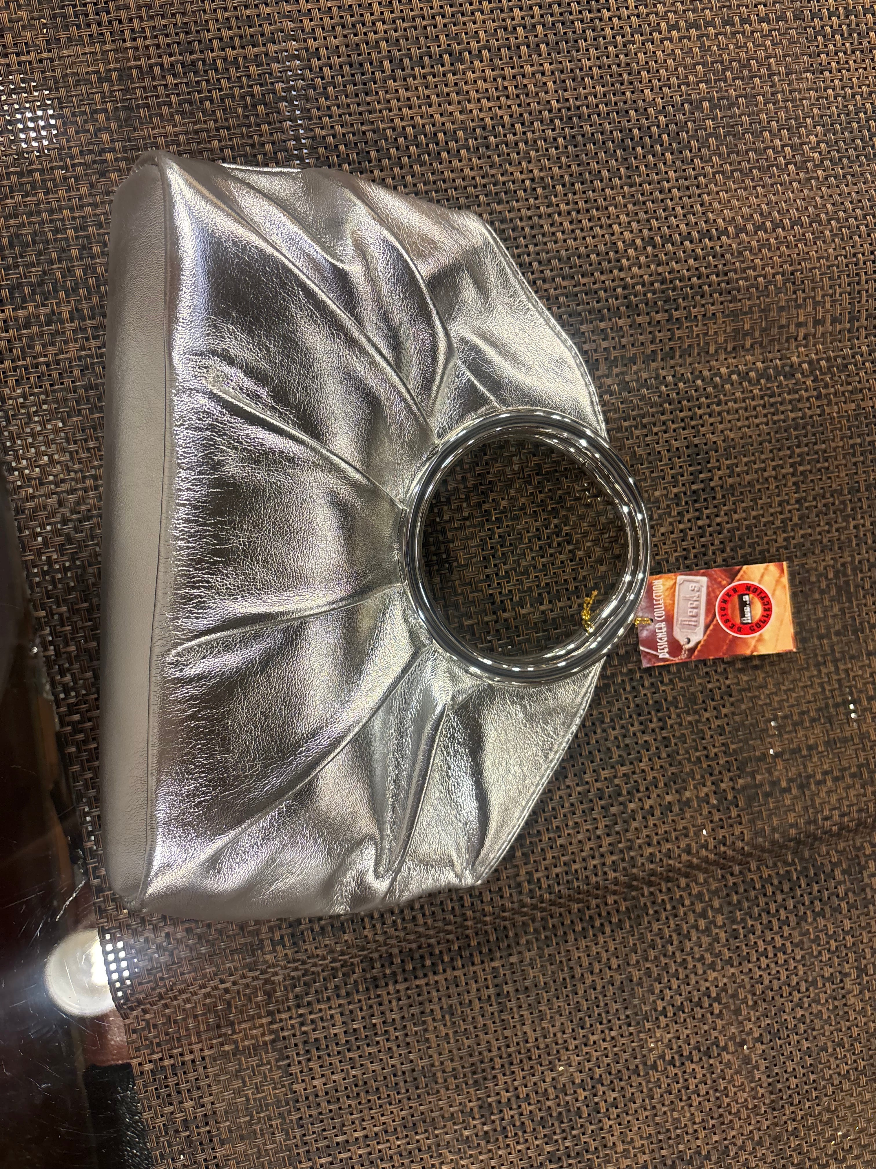 Metallic Circular Handle Quilted Bags