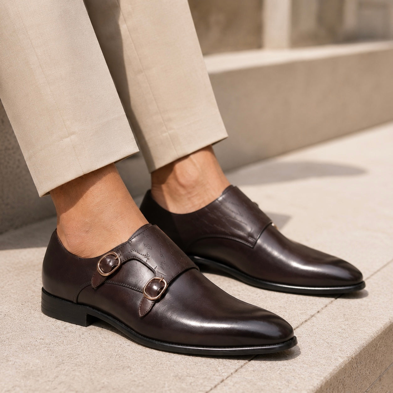 Fredrick Premium Leather Double Monk Strap - The Heels India