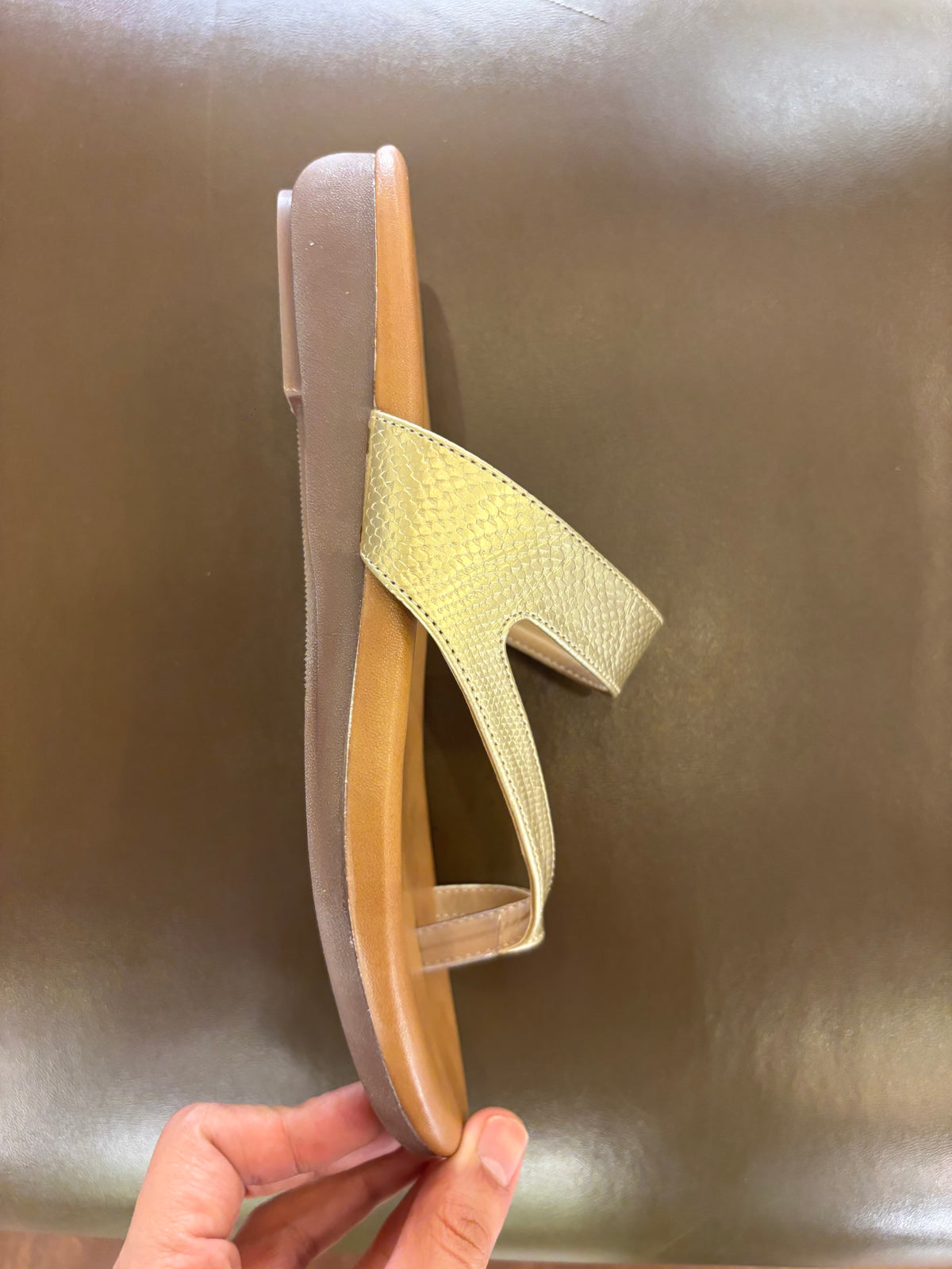 Bonita 3.0 Cushioned Comfort Thumb Slippers in Gold - The Heels India