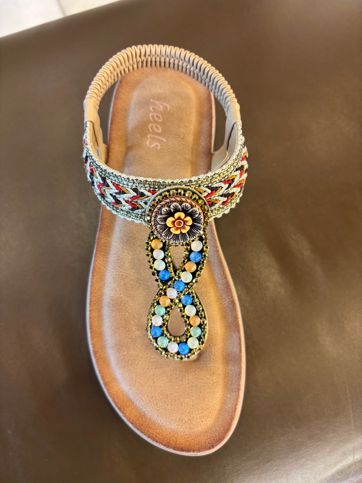Rosaira Cushioned Embellished Back Elastic Sandals