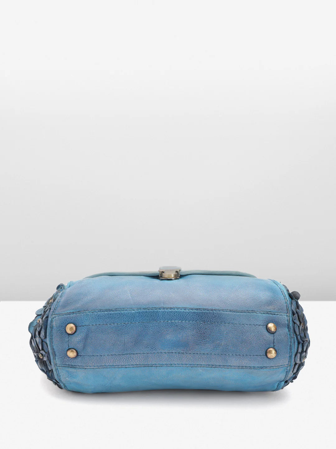 Azure Aster Elegance: Blue Leather Crossbody for Effortless Style