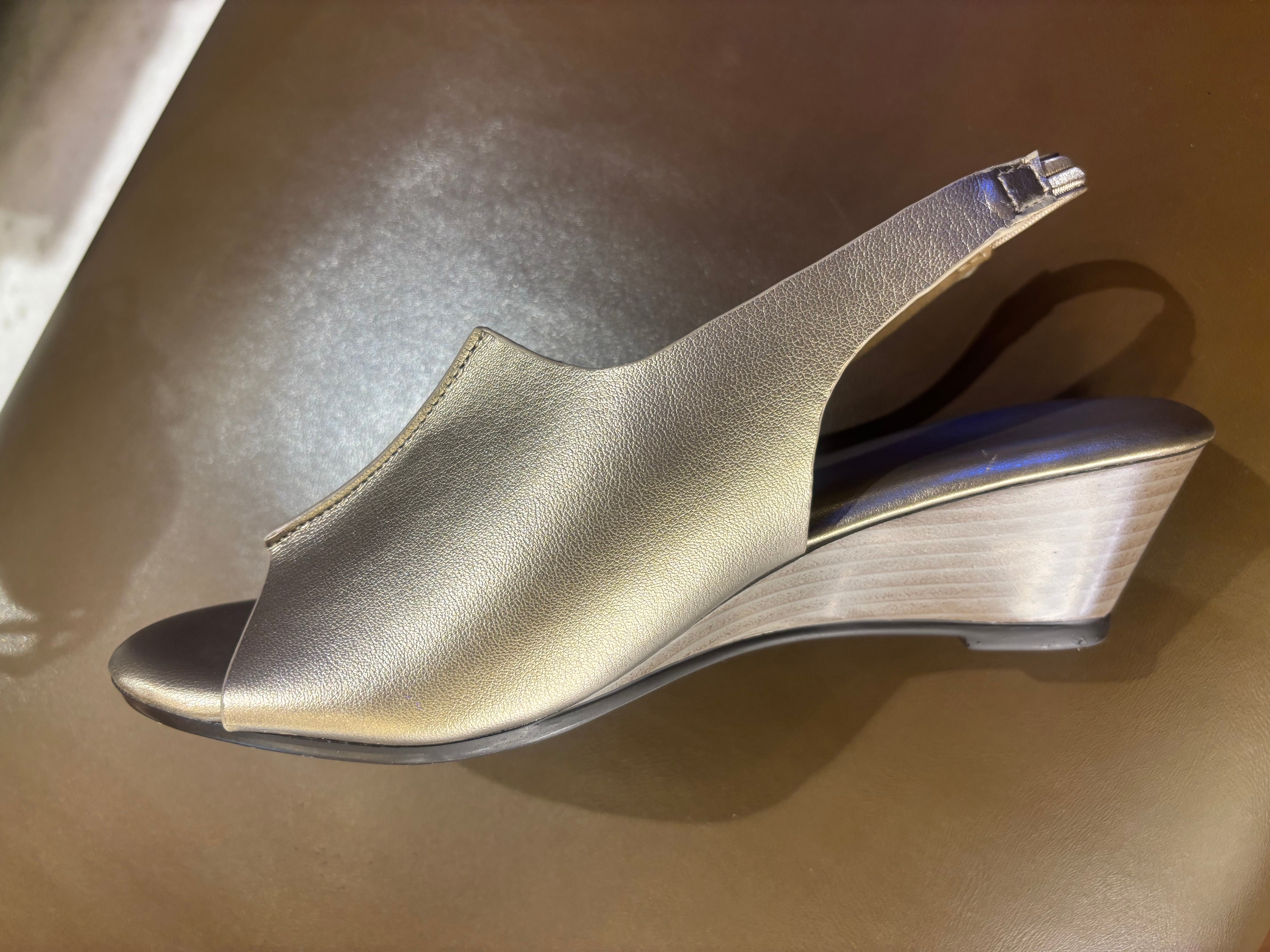 Meridian Back Elastic Peep Toe Wedge Heels