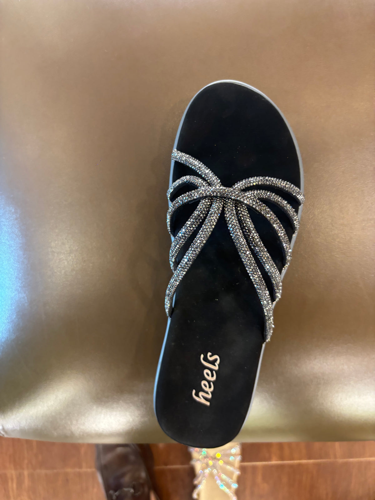 Stella 2.0 Cushioned Embellished Ethnic Sliders in Black - The Heels India