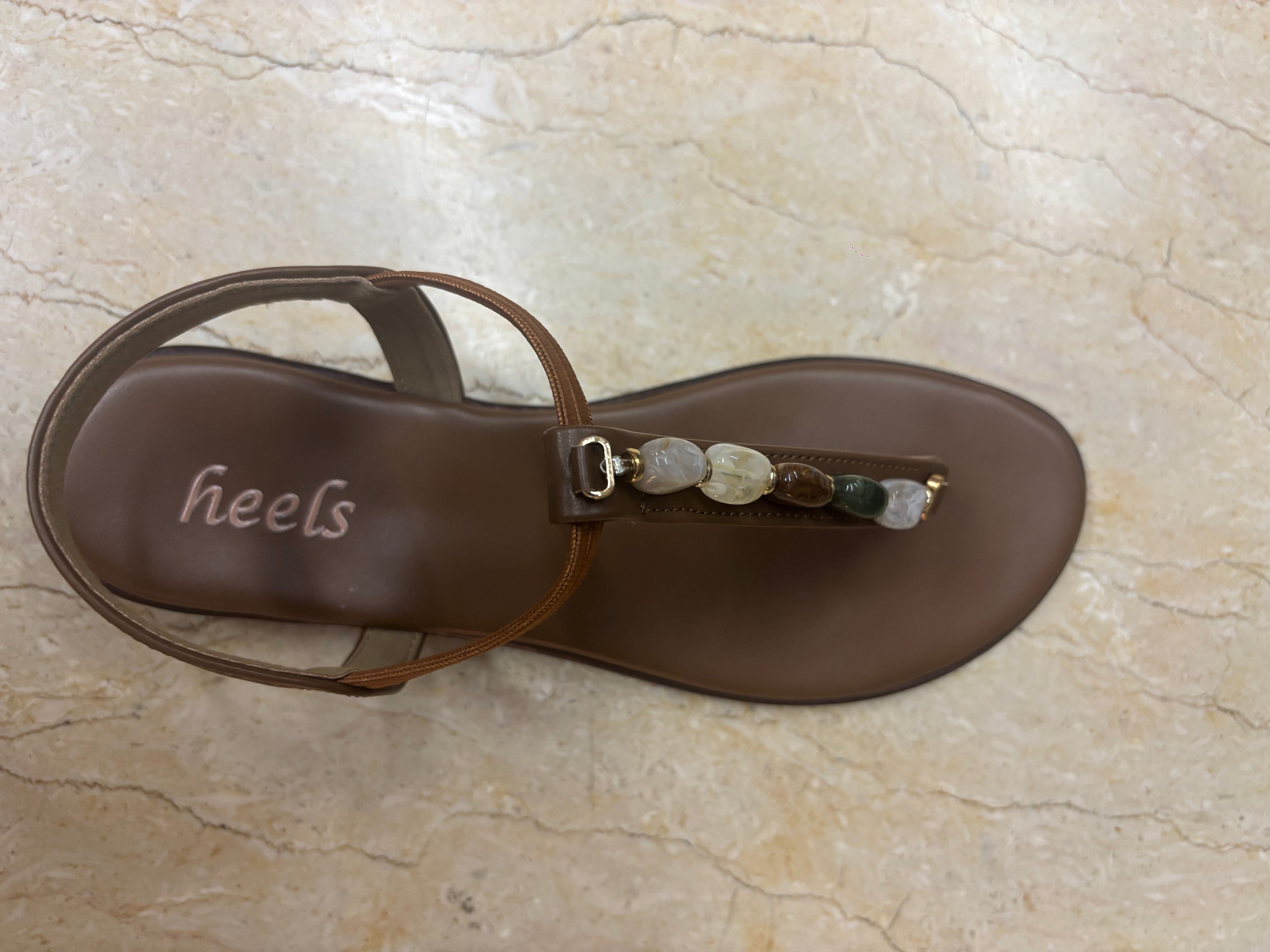 Panthera Embellished Back Elastic Flat Sandals - The Heels India