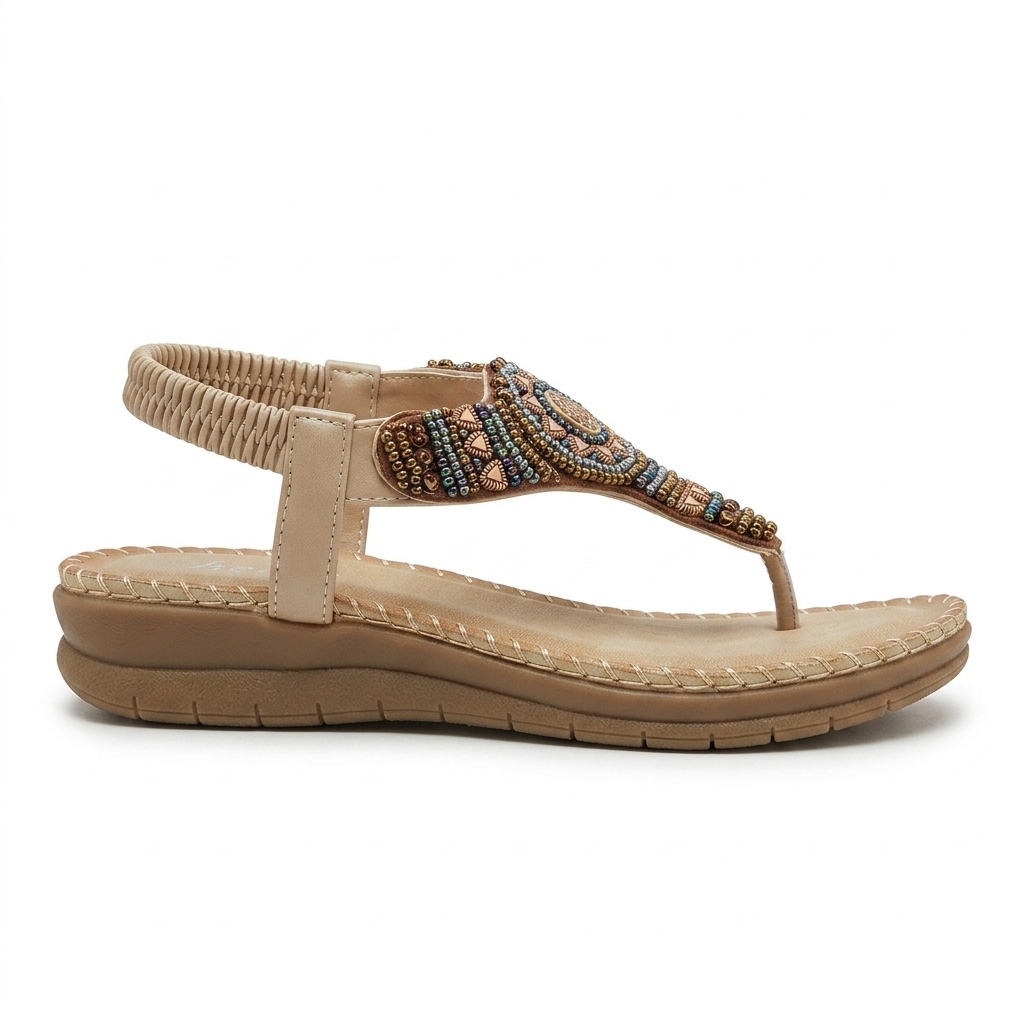 Crimson Embellished Comfort Back Elastic Sandals