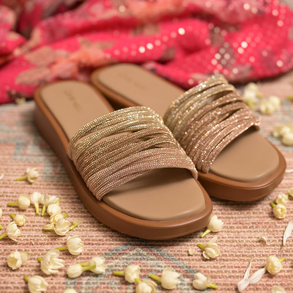 Sunray Bling Wedge Sliders