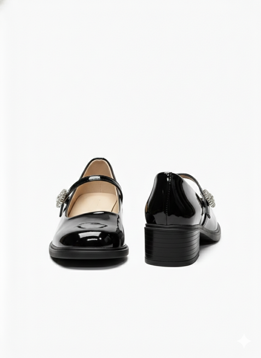 Madisson Premium Patent Mary Jane Block Heels - The Heels India