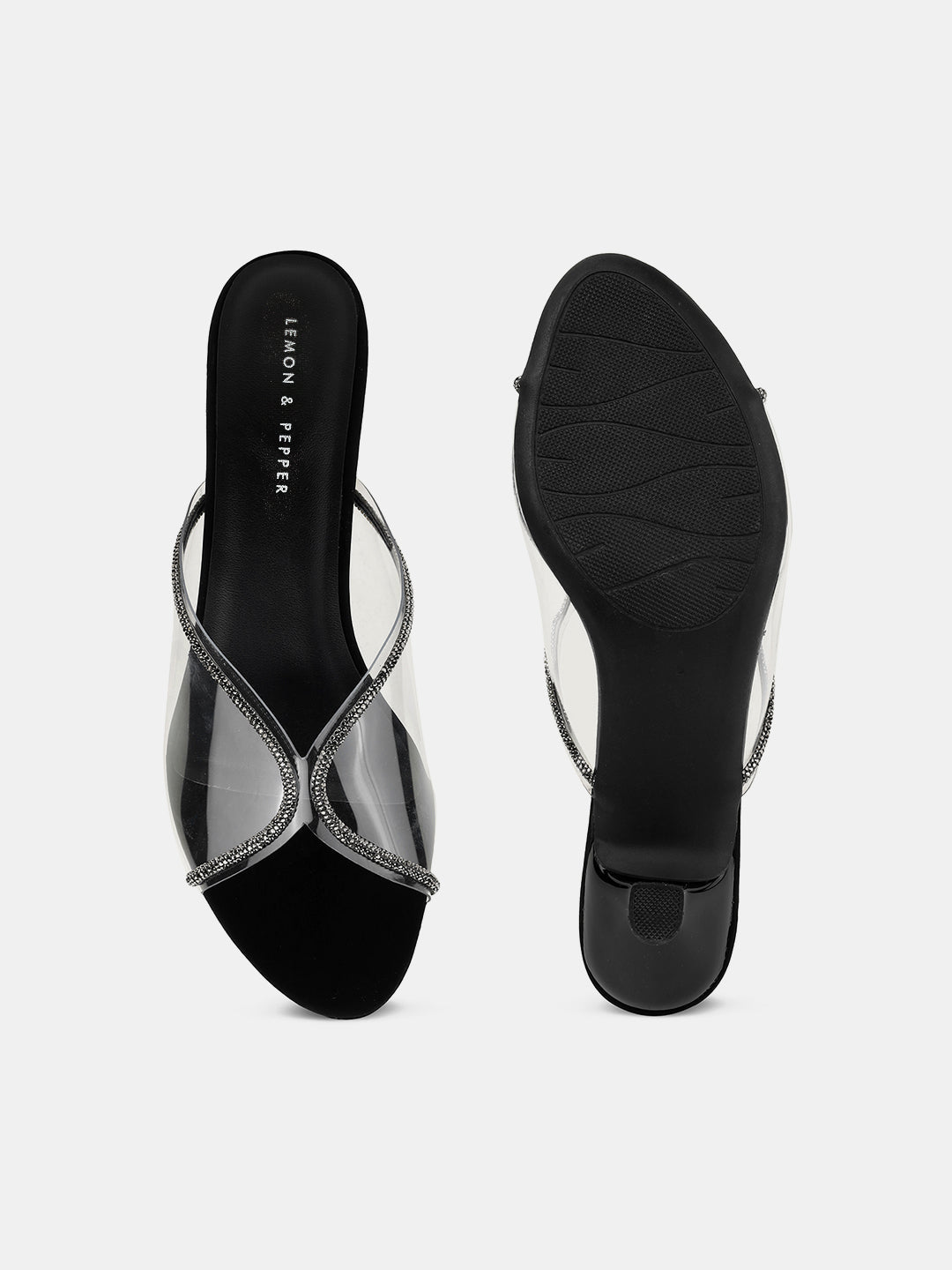 Felipe Transparent Kitten Heel Mules