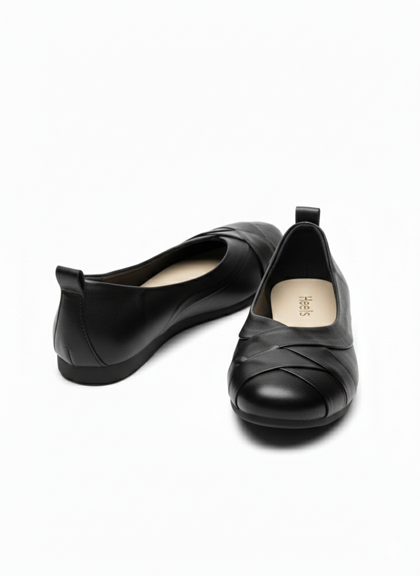 Audrey Premium Leather CrissCross Flat Cushioned Ballerinas