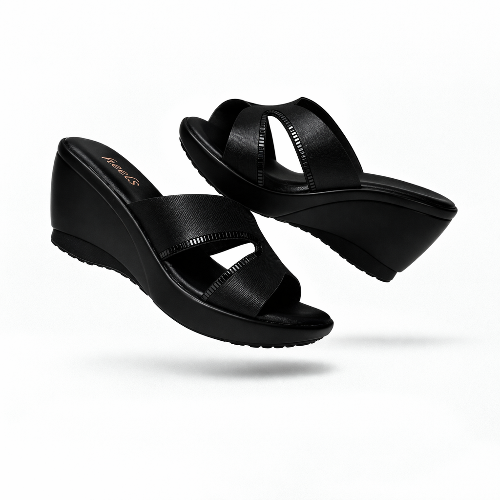Claire Embellished Wedge Peep Toe Heels