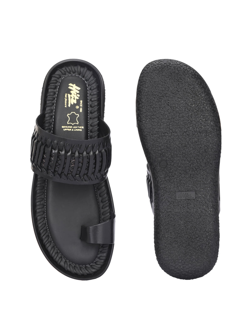Solano Black Leather Slippers HT