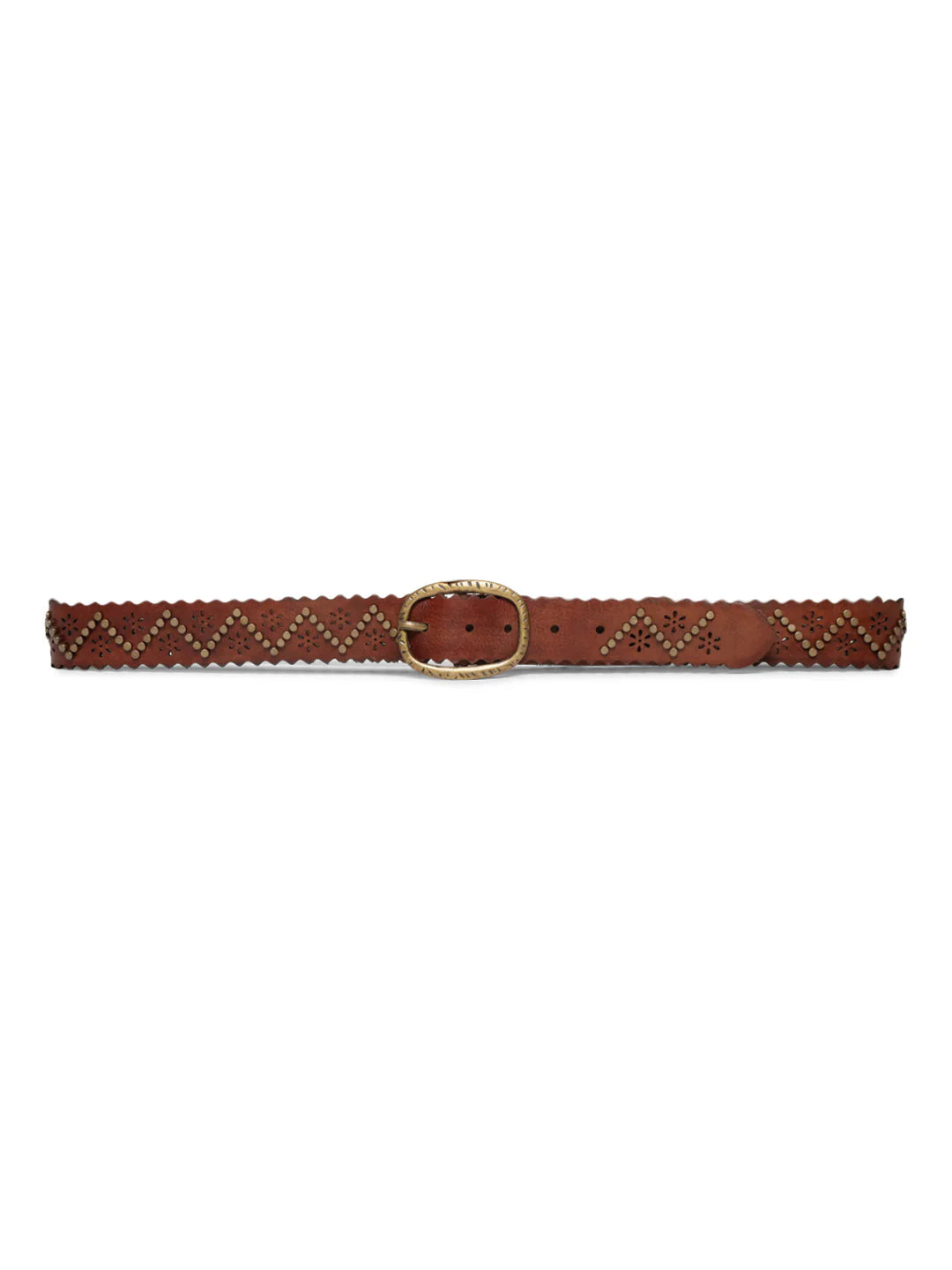 Brown Studded Genuine Leather Belt