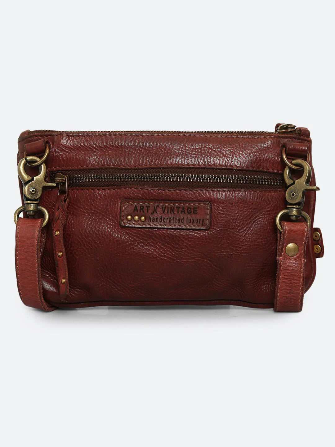 Fresia: Sand Leather Flower Patchwork Crossbody Clutch