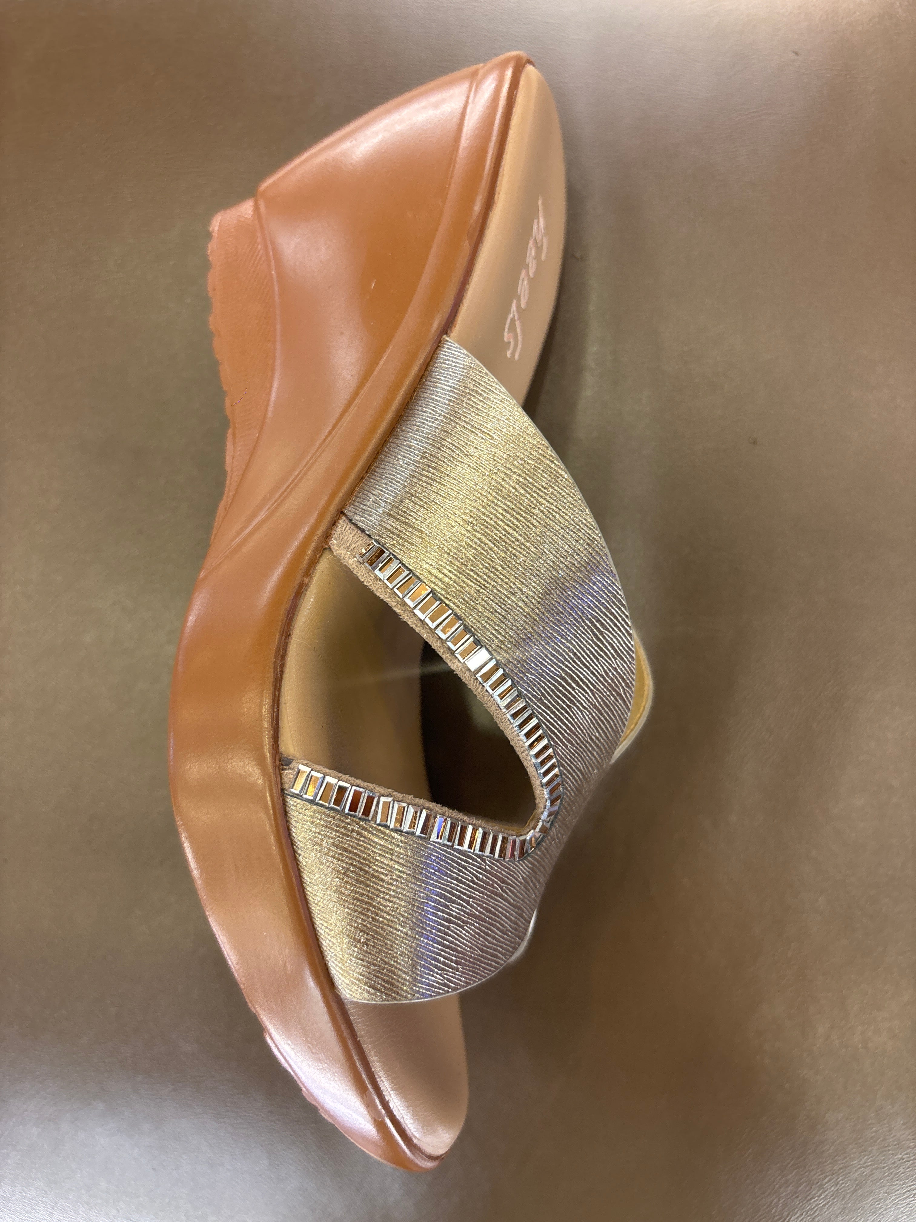 Claire Embellished Wedge Peep Toe Heels - The Heels India