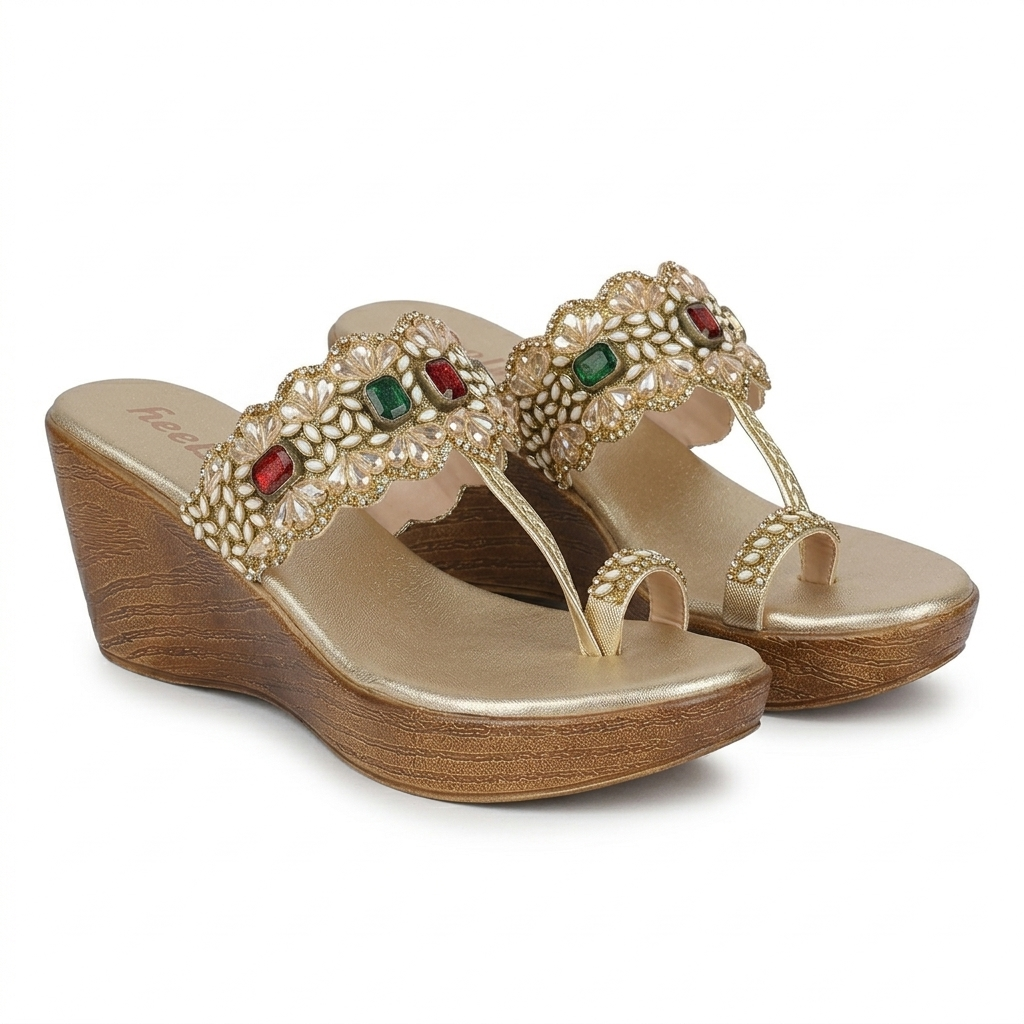 Noor Embellished Ethnic Fancy Wedge Heels