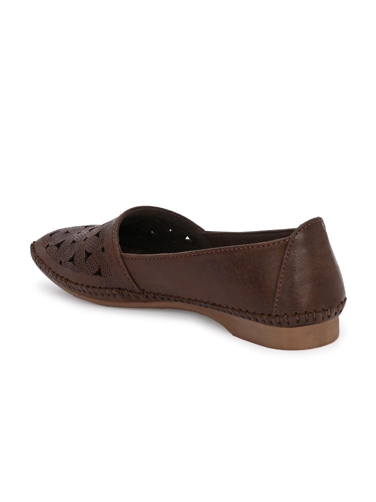 Milla Perforated Cushioned Leather Ballerinas