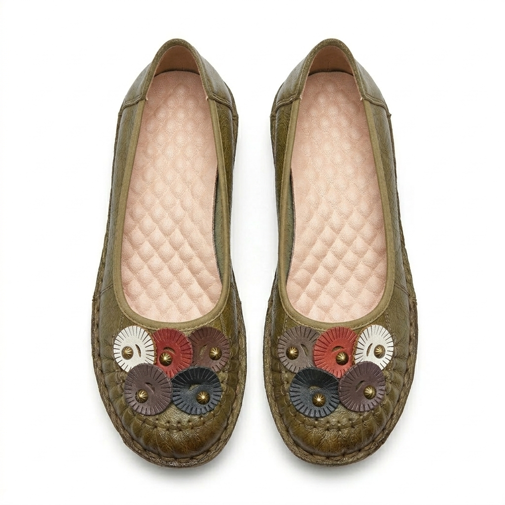 Teressa Premium Leather Comfort Flower Ballerinas