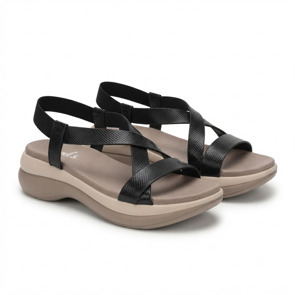 Frida Criss Cross Comfort Back Elastic Sandals