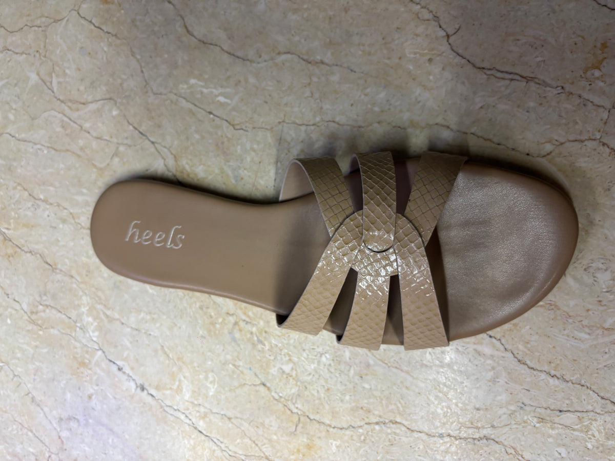 Delphine Cushioned Flat Sliders in Beige - The Heels India